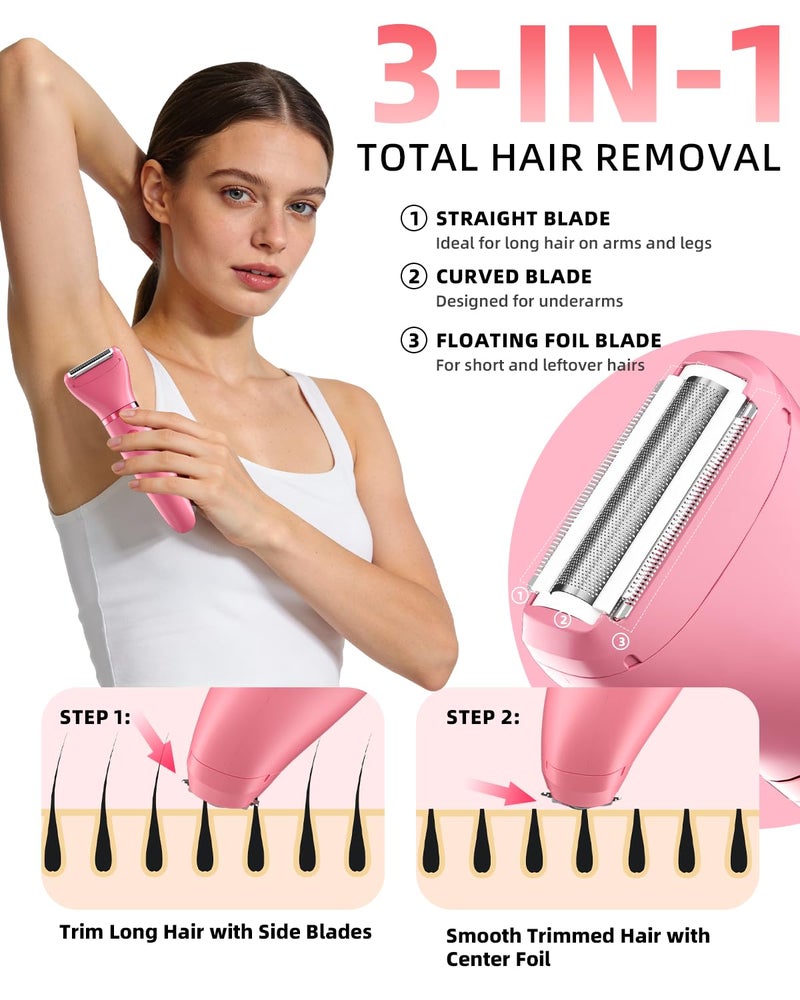 UFREE Bikini Trimmer Electric Razors for Women, Rechargeable Pubic Hair Trimmer Electric Shaver for Legs Body Hair, Bikini Shaver IPX7 Waterproof, Rose Red - Image 3